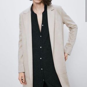 Zara Oversized Faux Suede Coat - Light Sand
